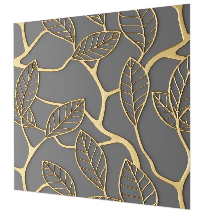 Tapéta Falra, Wallfluent, Elegáns levelek, Szürke, 250 x 250 cm, Nem Szőtt, Könnyen Felszerelhető, 010100060060000056590