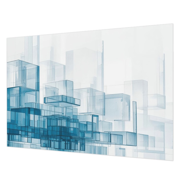 Fototapet Wallfluent, Cuburi transparente, Alb, 208x146cm, Set cu adeziv