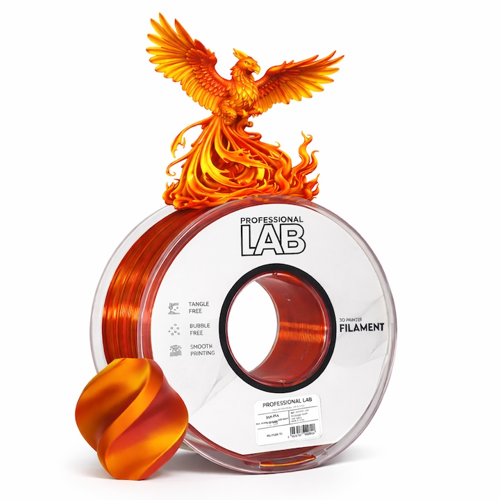 Filament Silk PLA pentru imprimanta 3D, Professional LAB, 1 kg, 1.75 mm, dual color, rosu / auriu