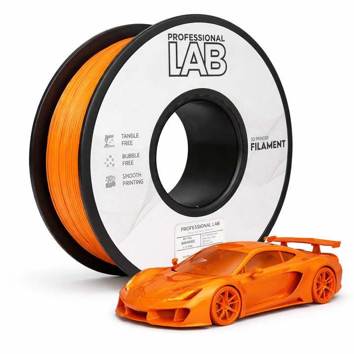 Filament HS-PLA 3D nyomtatóhoz, Professional LAB, 1 kg, 1.75 mm, gyors nyomtatás, narancssárga