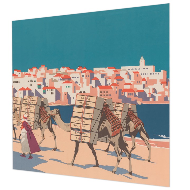 Modern Tapétatekercs De Perete, Wallfluent, Caravana de camile, Turcoaz, 250 x 250 cm, Art Deco, Pentru Birou, 010100060060000285629