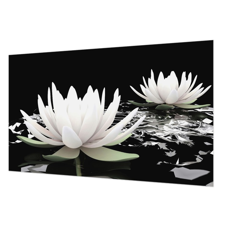 Rola Tapet Vlies De Perete, Wallfluent, Flori de apa, Alb, 416 x 254 cm, Art Deco, Pentru Living, Hol, 010100060100000000696