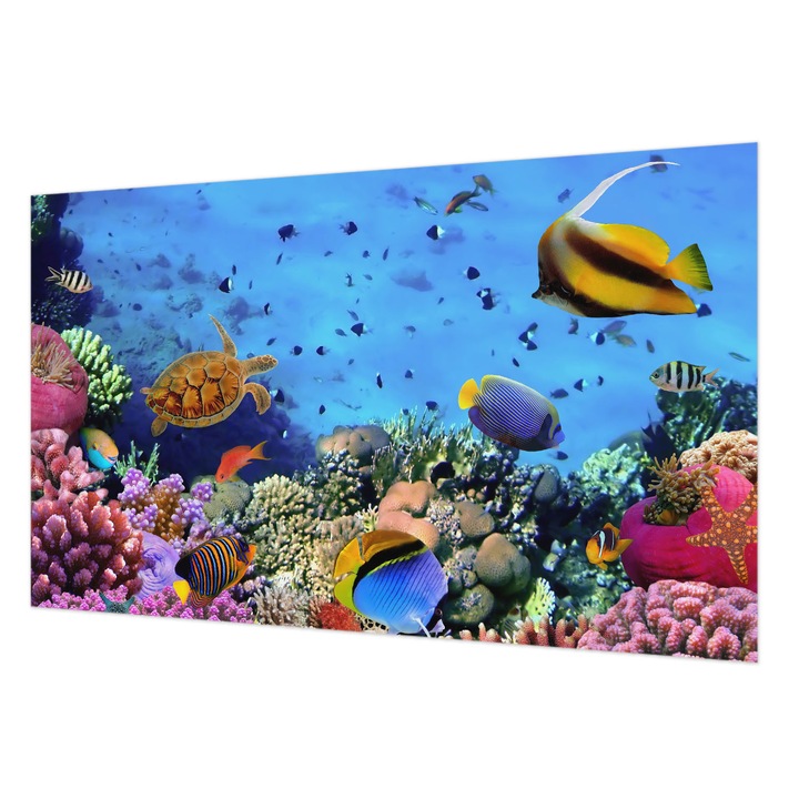 Tapet Vlies Pentru Perete, Wallfluent, recif de corali, Albastru, 416 x 254 cm, Elegant, Pentru Living, Hol, 010100060100000000807