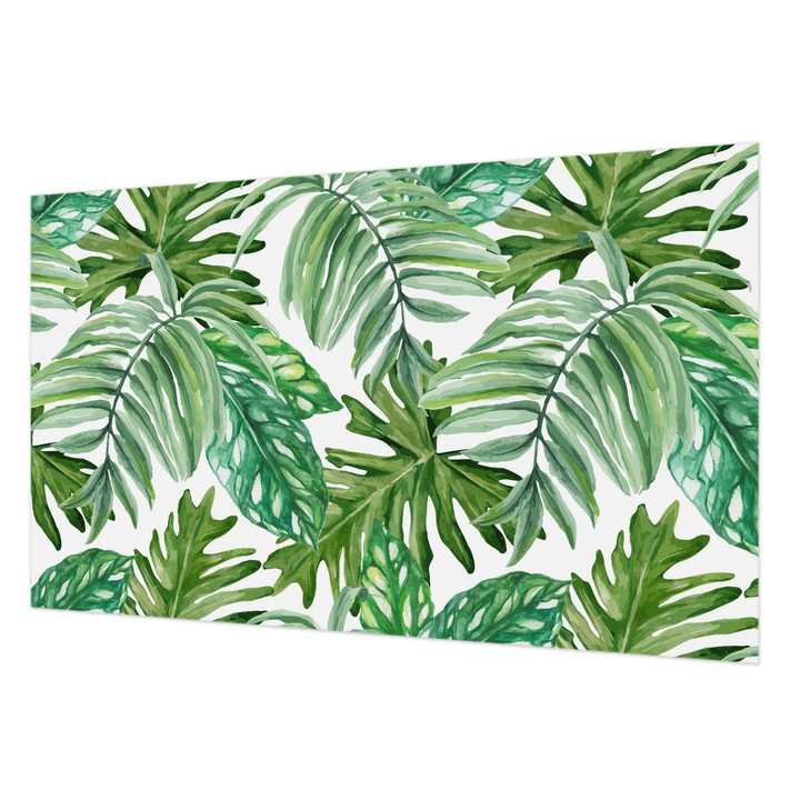 Tapet Vlies De Perete, Wallfluent, Frunze exotice, Verde, 416 x 254 cm, Art Deco, Pentru Uz Intern, 010100060100000011067