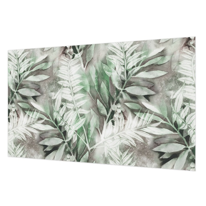 Vlies Fotótapéta De Perete, Wallfluent, Frunze de acuarela, Verde, 416 x 254 cm, Art Deco, Pentru Uz Intern, 010100060100000012593