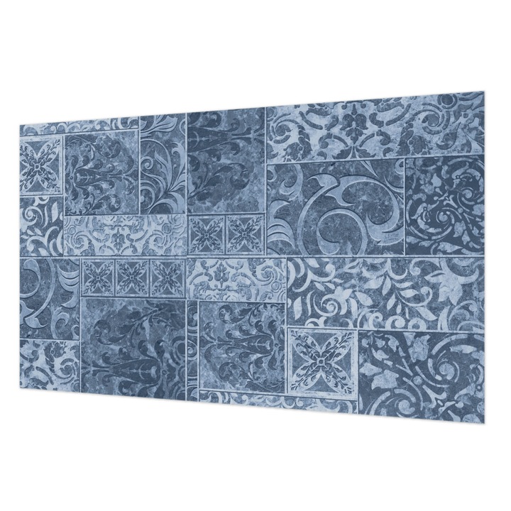 Tapéta Vlies Fali Dekoráció, Wallfluent, Növényi díszek, Kék, 416 x 254 cm, Nem Szőtt, Modern Tapétatekercs, 010100060100000020295