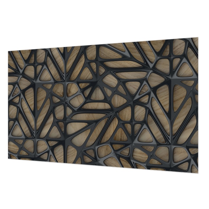 Fotótapéta Falra, Wallfluent, Plasa de lemn, Bej, 416 x 254 cm, Art Deco, Usor De Instalat, 010100060100000056571