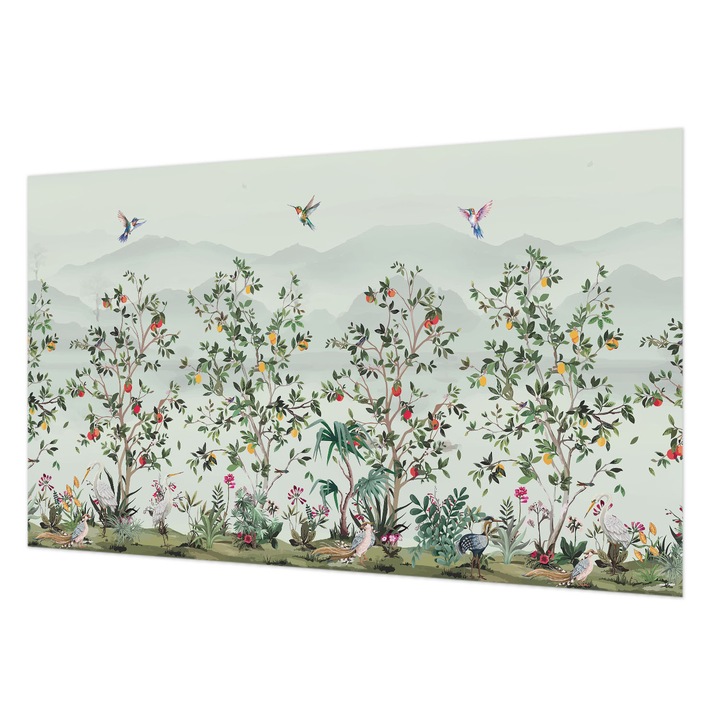 Tapet Vlies Pentru Perete, Wallfluent, Copaci exotici, Gri, 416 x 254 cm, Elegant, De Interior, 010100060100000282740