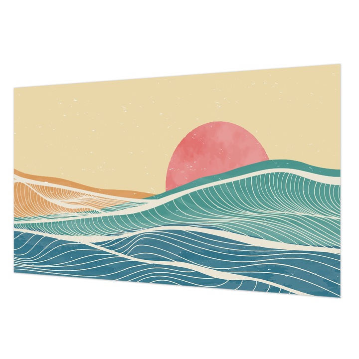 Fali Fotótapéta, Wallfluent, Valurile marii, Bej, 416 x 254 cm, Art Deco, De Interior, 010100060100000282764