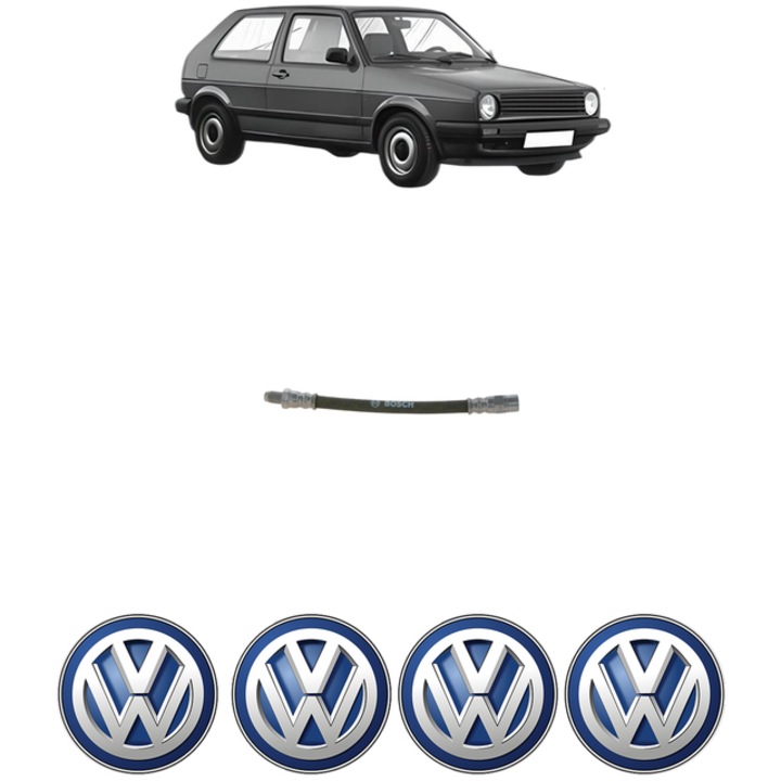 Furtun frana Spate Dreapta / Stanga Volkswagen GOLF II (19E, 1G1) 1.6 D 54 CP din 1983 - 1991, 4x Stickere auto cu Volkswagen
