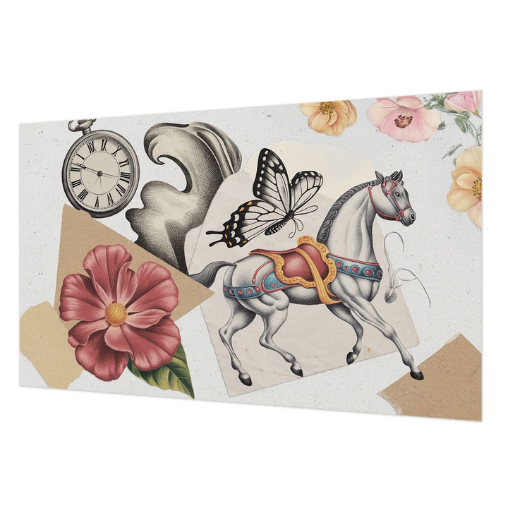 Fotótapéta Modern De Perete, Wallfluent, Flori vintage, Gri, 416 x 254 cm, Elegant, Pentru Living, Hol, 010100060100000284727