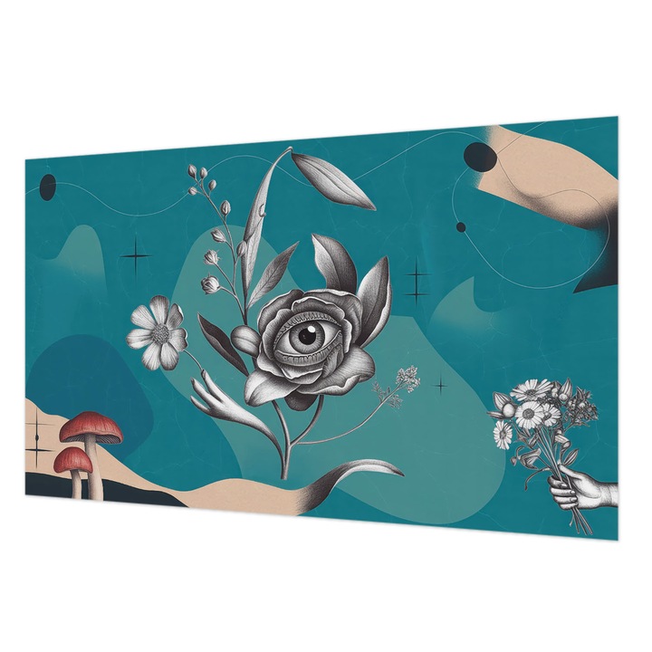 Fali Fotótapéta, Wallfluent, Ochi de floare, Albastru, 416 x 254 cm, Decorativ, Pentru Living, Hol, 010100060100000284730