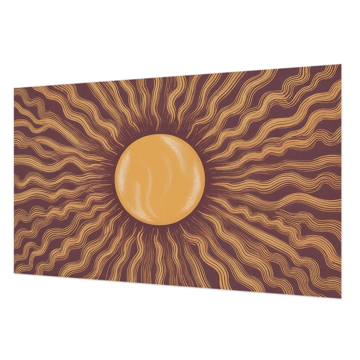 Tapet Vlies Pentru Perete, Wallfluent, Razele soarelui, Maro, 416 x 254 cm, Art Deco, Pentru Birou, 010100060100000284762