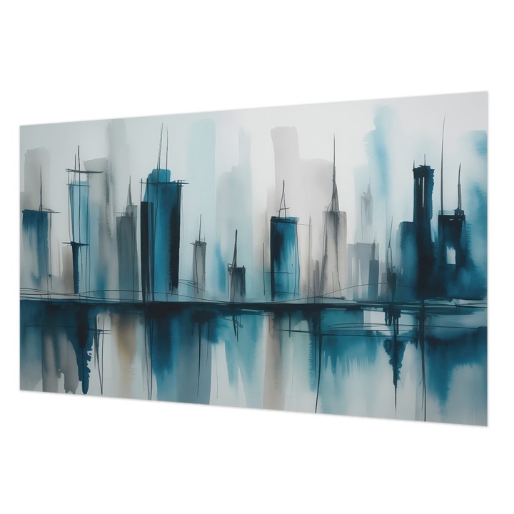 Fotótapéta De Perete, Wallfluent, Peisaje urbane, Albastru, 416 x 254 cm, Decorativ, Pentru Birou, 010100060100000284790