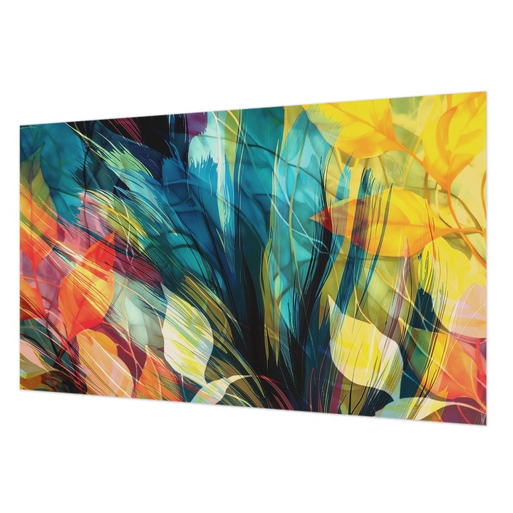 Fotótapéta De Perete, Wallfluent, Frunze abstracte, Albastru, 416 x 254 cm, Elegant, Pentru Birou, 010100060100000284791