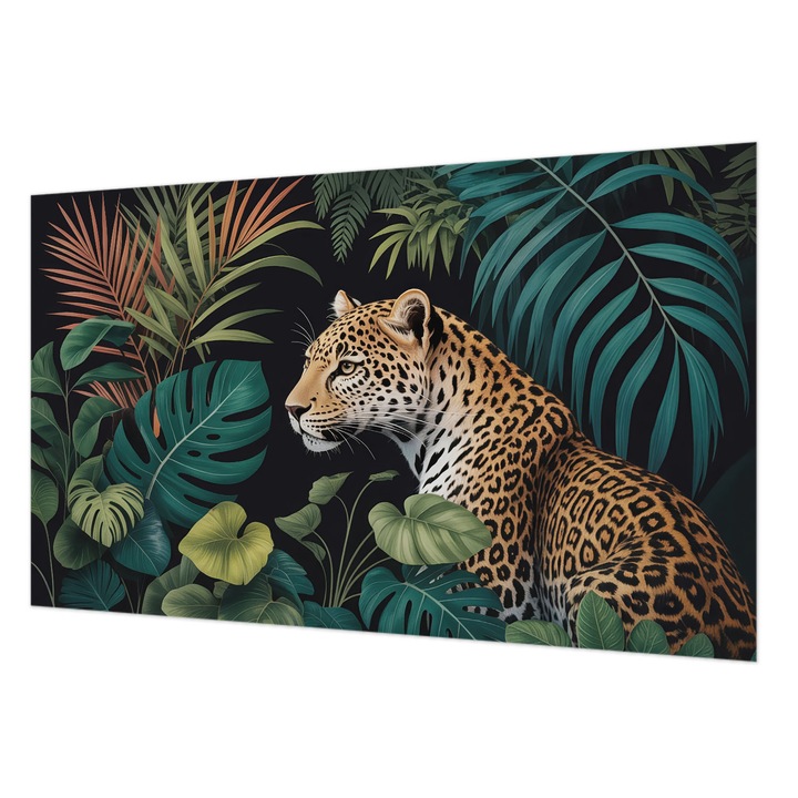 Dekor Tapéta, Wallfluent, Egzotikus leopárd, Zöld, 416 x 254 cm, Nem Szőtt, Élénk Színek, 010100060100000284819