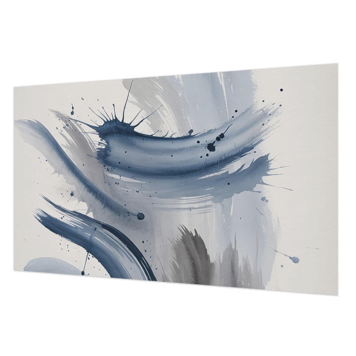 Fotótapéta Falra, Wallfluent, Művészi ecsetvonások, Kék, 416 x 254 cm, Nem Szőtt, Modern Tapétatekercs, 010100060100000284888