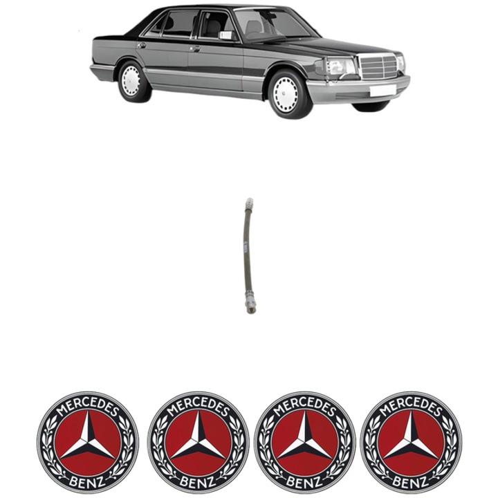 Furtun frana Spate Dreapta/Stanga Bosch, pentru Mercedes-Benz S-Class (W126) 500 SE, SEL, an 1987-1991, lungime 280mm, set cu 4 stickere auto