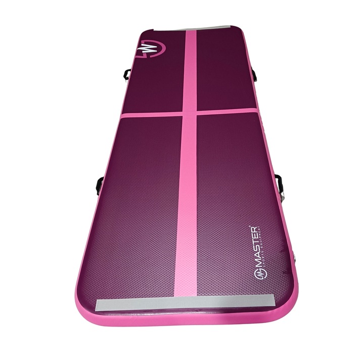 Saltea antrenament Master, 200x100x10cm, fioletovo-rozova, set cu pompa si geanta de transport