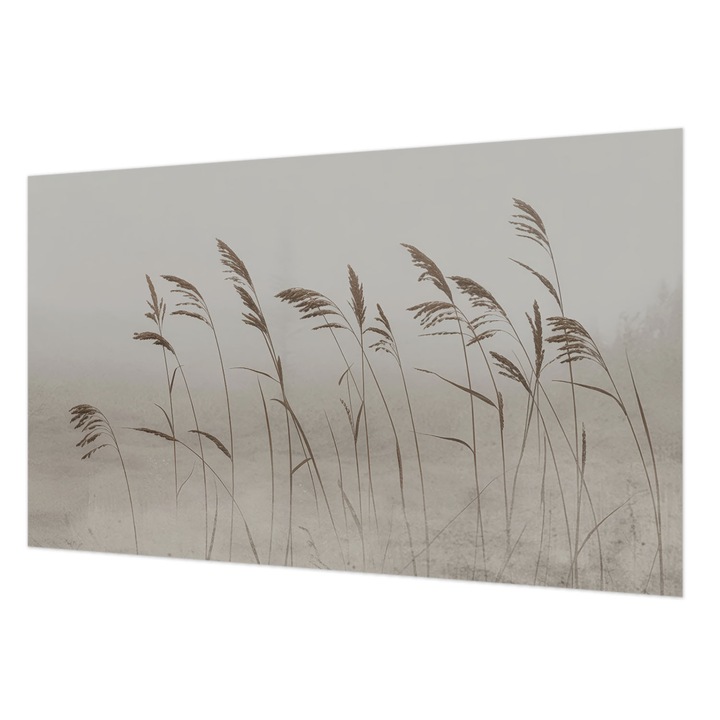 Tapet Vlies Pentru Perete, Wallfluent, Ierburi in ceata, Gri, 416 x 254 cm, Art Deco, Pentru Living, Hol, 010100060100000285181