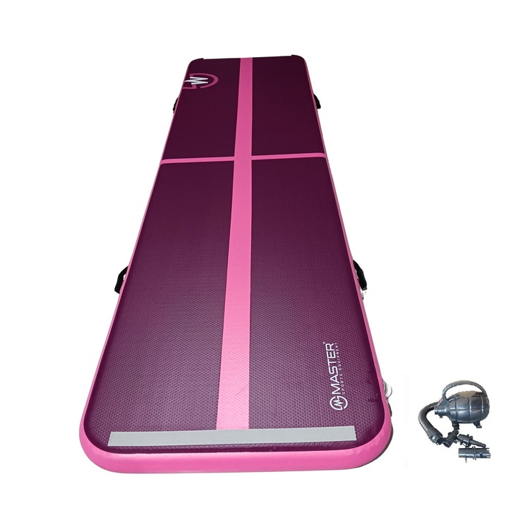 Saltea antrenament profesionala MASTER 400x100x10cm, fiolet-roz, cu pompa electrica si set de reparare