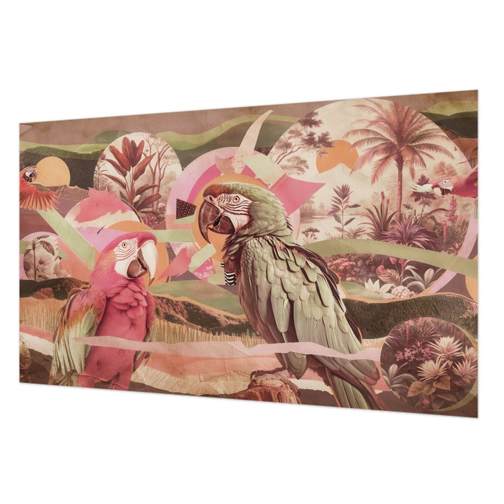 Vlies Fotótapéta De Perete, Wallfluent, Pasari tropicale, Roz, 416 x 254 cm, Decorativ, Usor De Curatat, 010100060100000285305