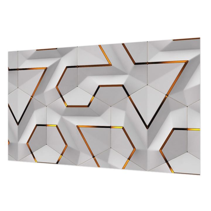 Modern Tapétatekercs De Perete, Wallfluent, Geometrie moderna, Alb, 416 x 254 cm, Elegant, Usor De Curatat, 010100060100000285309