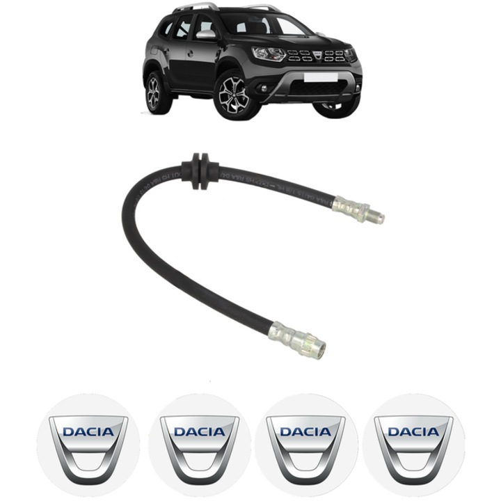 Furtun frana Fata Dreapta / Stanga DACIA DUSTER (HM_) 1.0 TCe 90 (HMM6) 91 CP din 2021, 4x Stickere auto cu DACIA