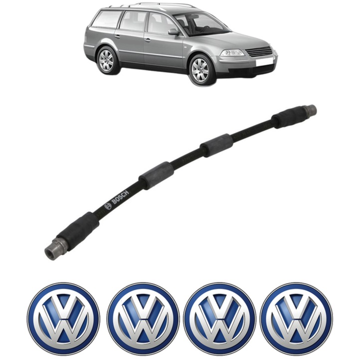 Furtun frana Fata Dreapta / Stanga Volkswagen PASSAT B5.5 Variant (3B6) 4.0 W8 4motion 275 CP din 2001 - 2004, 4x Stickere auto cu Volkswagen