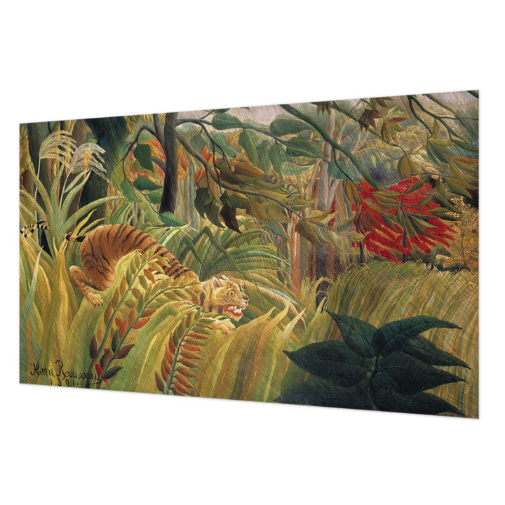 Fali Fotótapéta, Wallfluent, Tigru exotic, Verde, 416 x 254 cm, Art Deco, Pentru Birou, 010100060100000285646