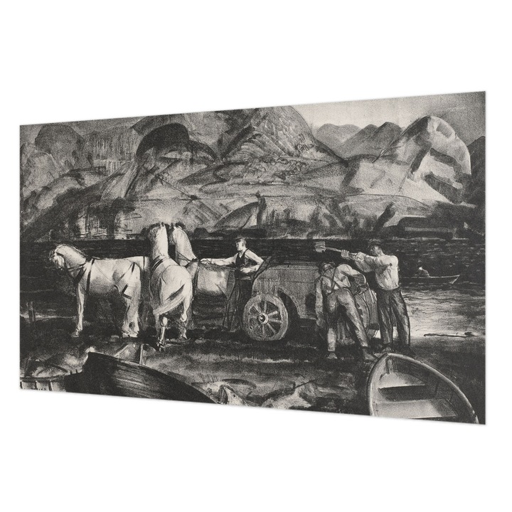 Fotótapéta Falra, Wallfluent, Falusi jelenet, Fekete és fehér, 416 x 254 cm, Nem Szőtt, Erős Ragasztó, 010100060100000285650