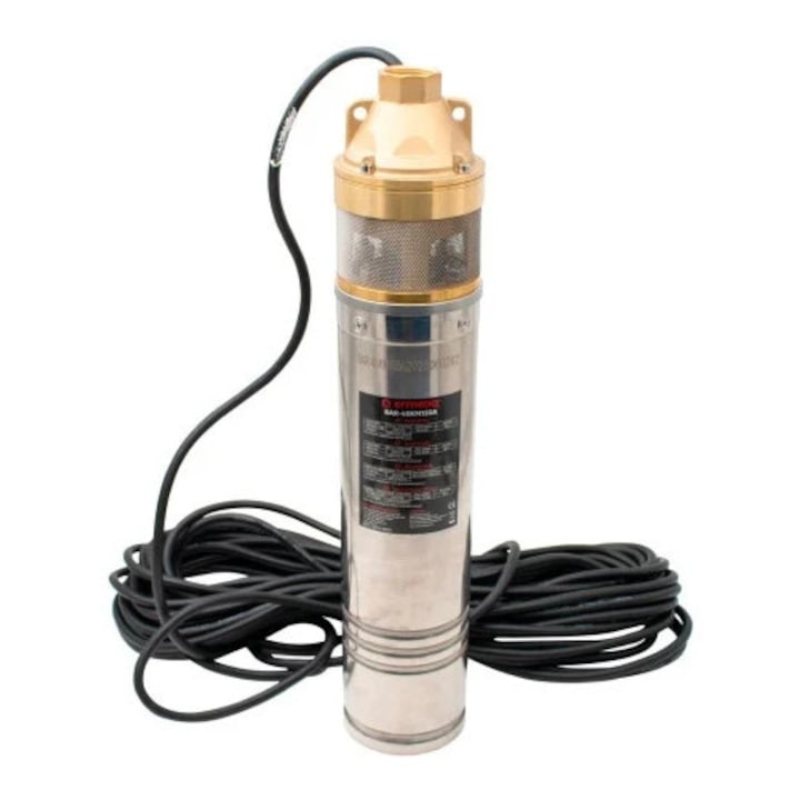 Pompa submersibilă Ermetiq inox 0.75KW, 60m ridicare, cu panou de control, pentru apă curată