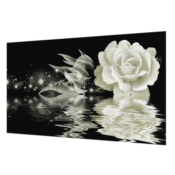 Tapet Vlies De Perete, Wallfluent, Trandafir luminos, Alb, 416 x 254 cm, Decorativ, Pentru Living, Hol, 010100060100000000365