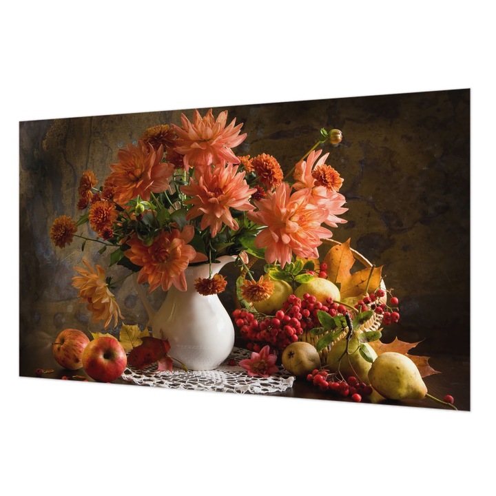 Tapet Vlies De Perete, Wallfluent, Compozitie de toamna, Portocaliu, 416 x 254 cm, Decorativ, Culoare Intensa, 010100060100000016812