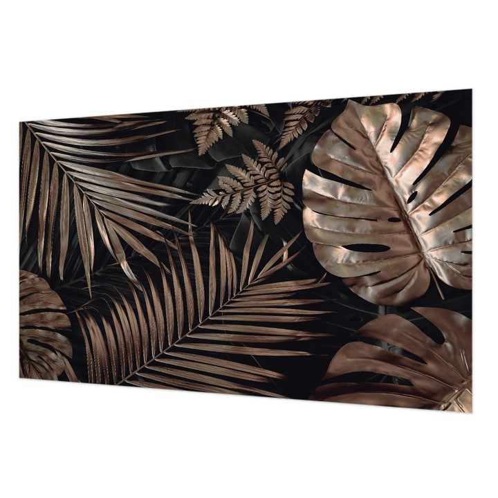 Fali Fotótapéta, Wallfluent, Frunze exotice, Negru, 416 x 254 cm, Art Deco, Usor De Instalat, 010100060100000033999