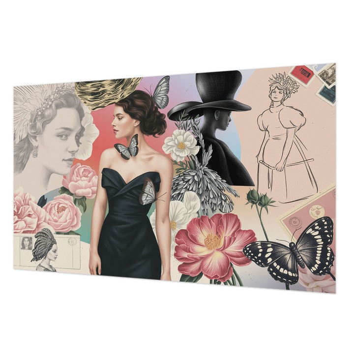 Fototapet de Perete, Wallfluent, Flori si portrete, Roz multicolor, 416 x 254 cm, Decorativ, pentru Living, Hol