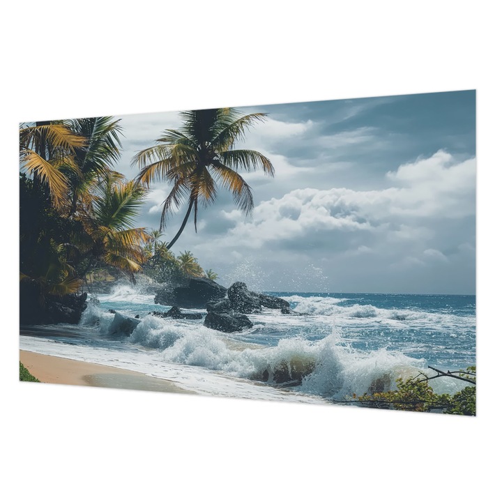 Fotótapéta Modern De Perete, Wallfluent, Plaja exotica, Albastru, 416 x 254 cm, Decorativ, Pentru Birou, 010100060100000284779