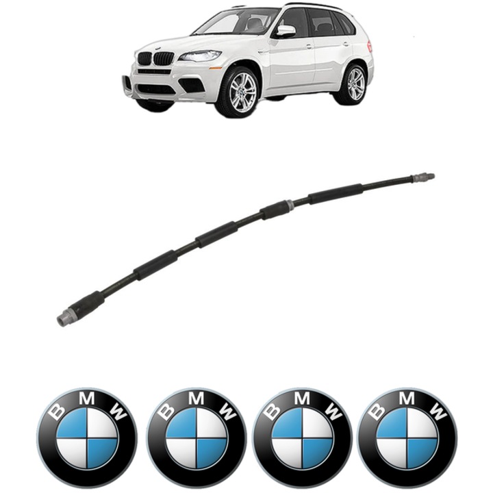Furtun frână BMW X5 (E70) 2007-2012, dreapta/stanga, 600mm, inclusiv 4 stickere auto