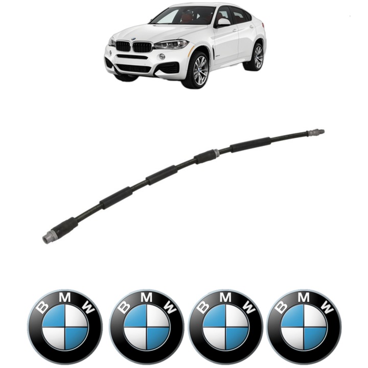Furtun frana Fata Dreapta / Stanga BMW Seria X6 (F16, F86) M 50 d 381 CP din 2014 - 2019, 4x Stickere auto cu BMW