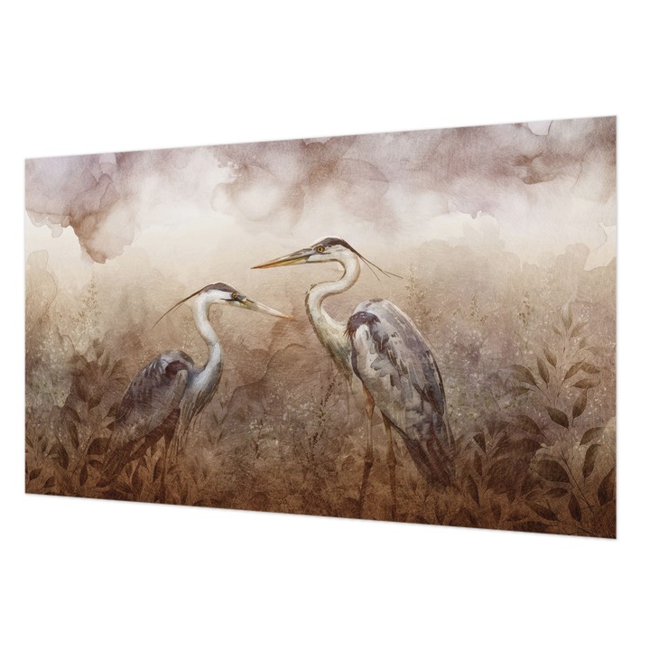 Fotótapéta Falra, Wallfluent, Elegáns madarak, Barna, 416 x 254 cm, Nem Szőtt, Modern Tapétatekercs, 010100060100000285323