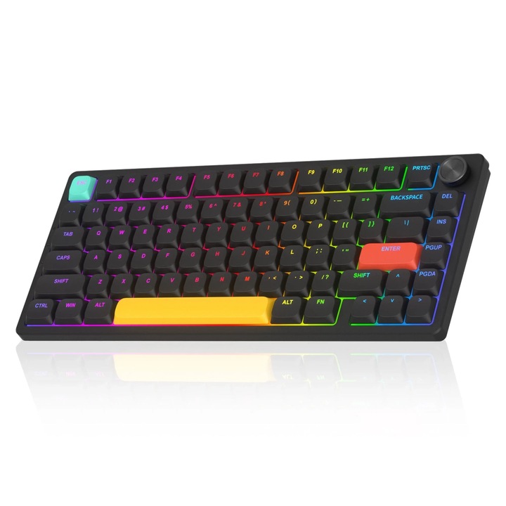 Механична клавиатура, ултратънка, безжична, 75% Timebox, RGB, нископрофилна