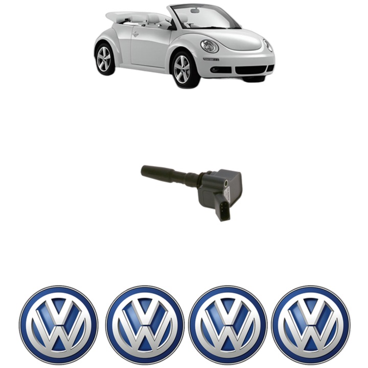 Bobina de inductie Bosch pentru Volkswagen BEETLE Convertible 1.2 TSI 105 Cp, 4x Stickere auto, 2014-2019