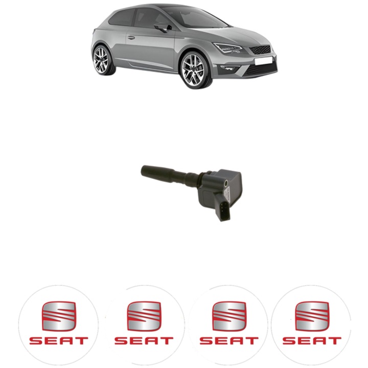 Bobina de inductie SEAT LEON SC (5F5) 1.4 TSI 125 Cp din 2014 - 2018, Bosch, 4x Stickereu auto cu SEAT