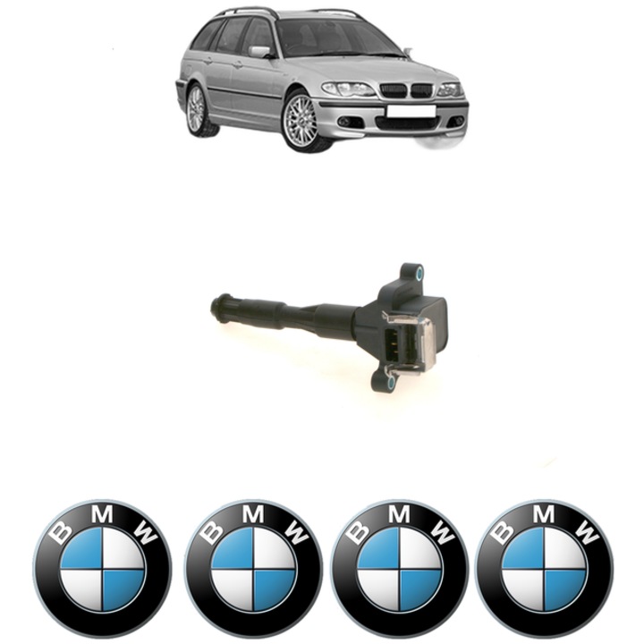 Bobina de inductie Bosch pentru BMW Seria 3 Touring (E46) 320 i, 170 Cp, 2000-2005, cu 4 stickere auto