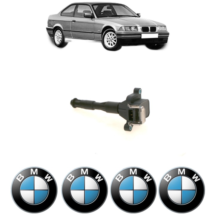 Bobina de inductie Bosch pentru BMW Seria 3 (E36) 320 i, 150 Cp, 1991-1998, cu 4 Stickere auto