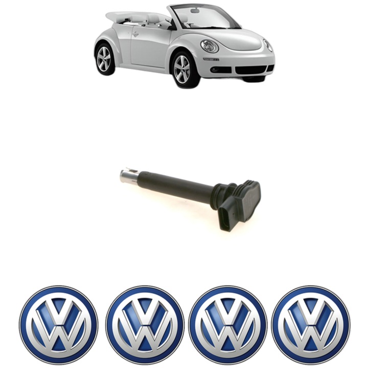 Bobina de inductie Volkswagen BEETLE Convertible (5C7, 5C8) 2.0 TFSI 200 Cp din 2011 - 2016, Bosch, 4x Stickereu auto cu Volkswagen