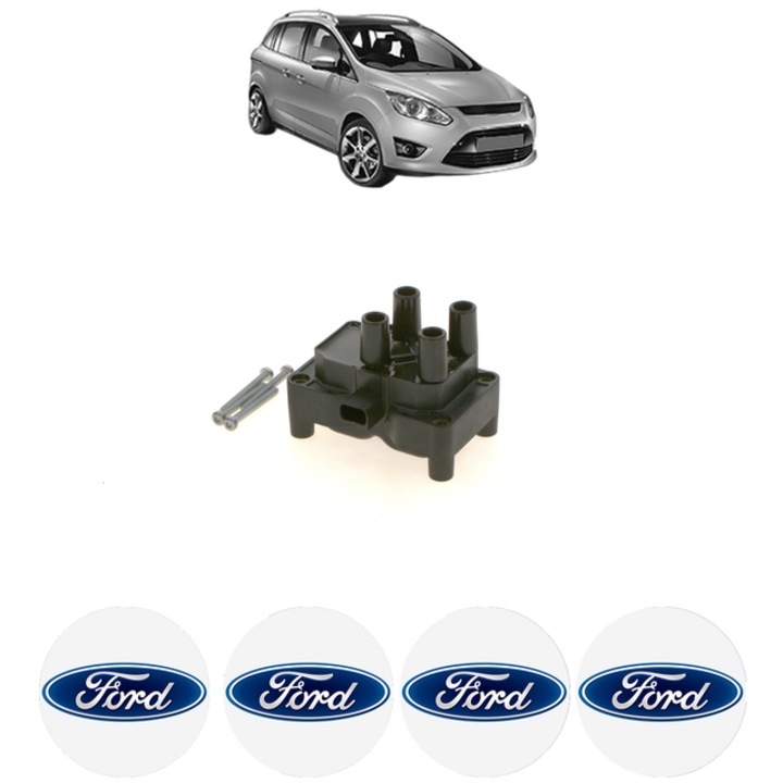 Bobina de inductie FORD C-MAX II (DXA/CB7, DXA/CEU) 1.6 CNG 117 Cp din 2013 - 2014, Bosch, 4x Stickereu auto cu FORD