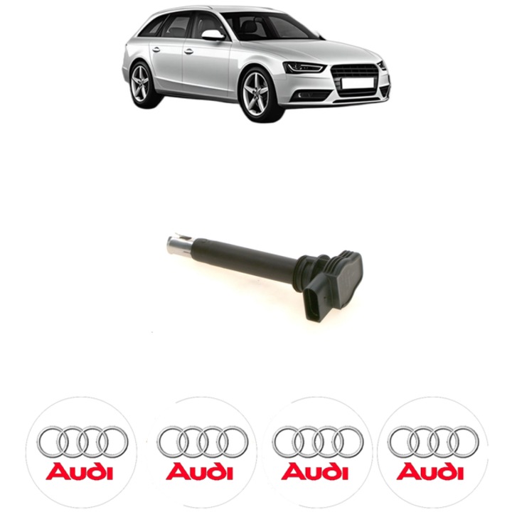 Bobina de inductie AUDI A4 B8 Avant (8K5) 1.8 TFSI 120 Cp din 2008 - 2015, Bosch, 4x Stickereu auto cu AUDI
