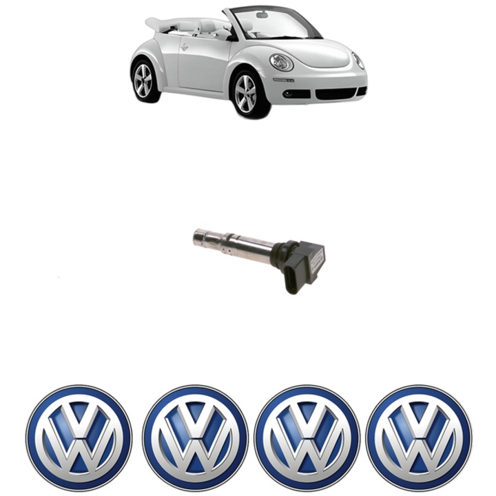 Bobina de inductie Volkswagen NEW BEETLE Convertible (1Y7) 1.4 75 Cp din 2003 - 2010, Bosch, 4x Stickereu auto cu Volkswagen