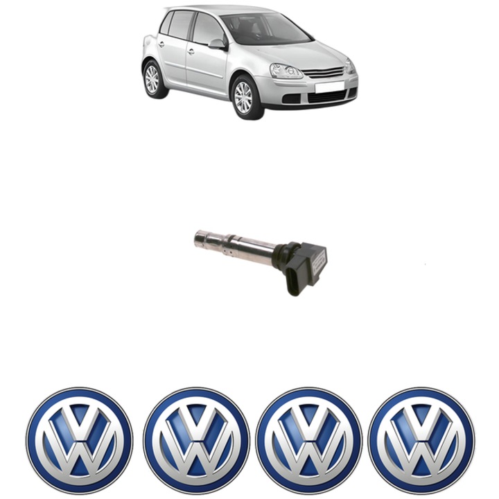 Bobina de inductie Volkswagen GOLF V (1K1) 1.4 FSI 90 Cp din 2003 - 2006, Bosch, 4x Stickereu auto cu Volkswagen